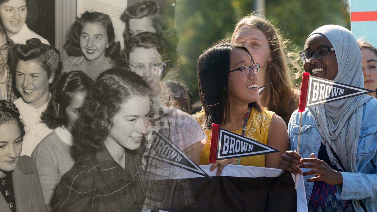 composite photo of Brunonians from 130 years ago and at convocation today