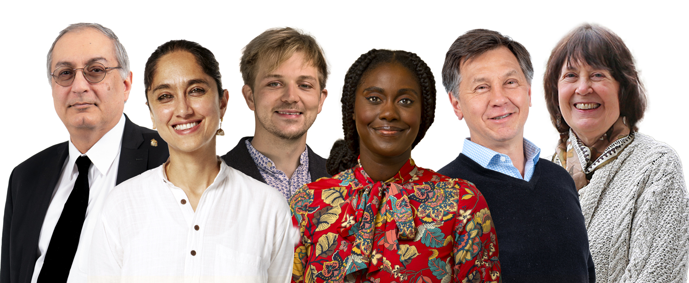 From left to right: Professors Wafik El-Deiry, Leela Gandhi, Jeffrey Niedermaier, Enongo Lumumba-Kasongo, Rafael LaPorta, Linda Abriola 