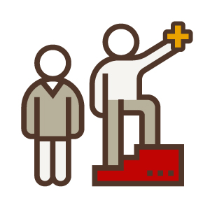 Icon of people standing on ascending steps