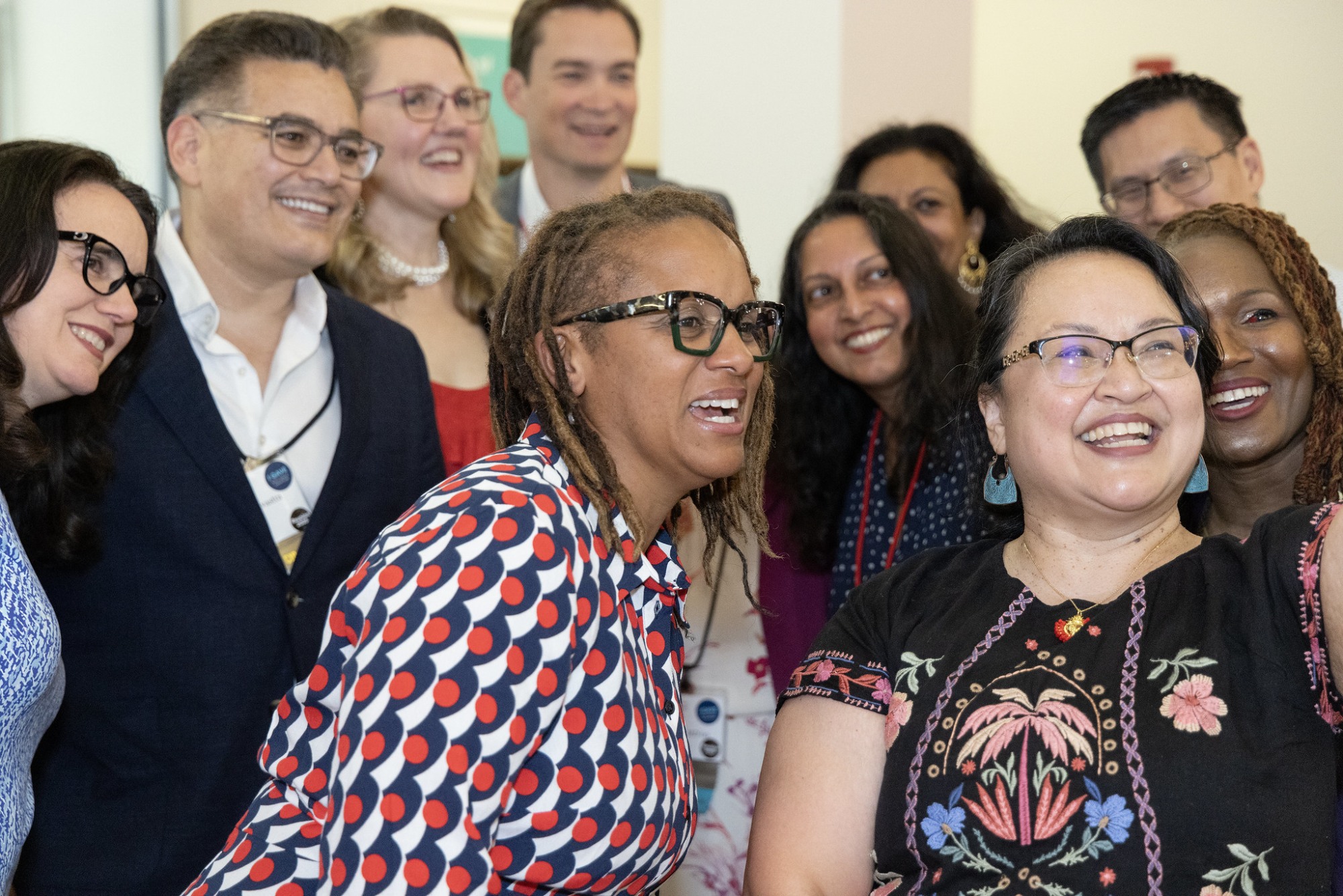 A group of medical alumni gather for a selfie at their Reunion Class Dinner.