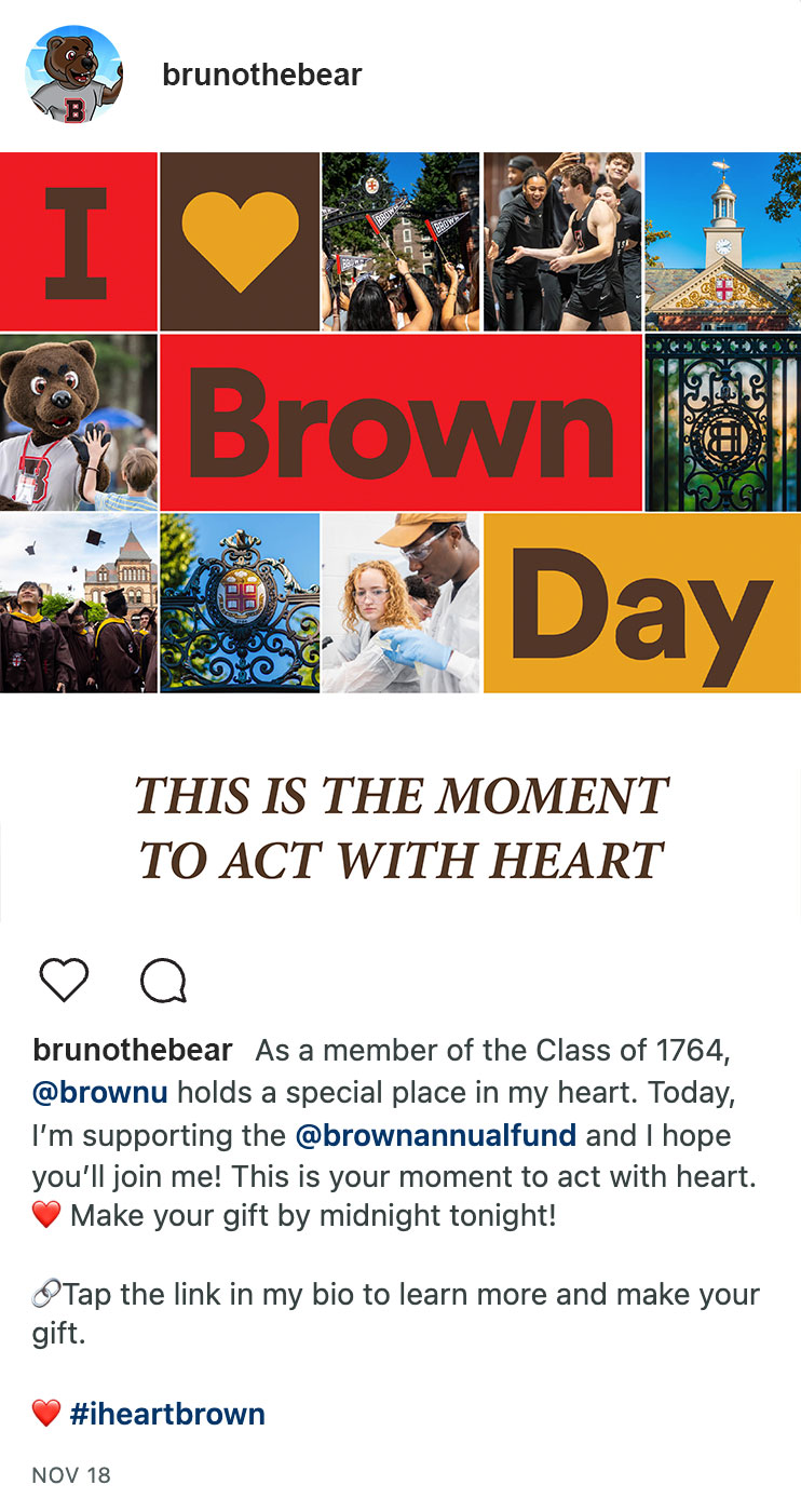 sample of a Facebook post for I Heart Brown Day.