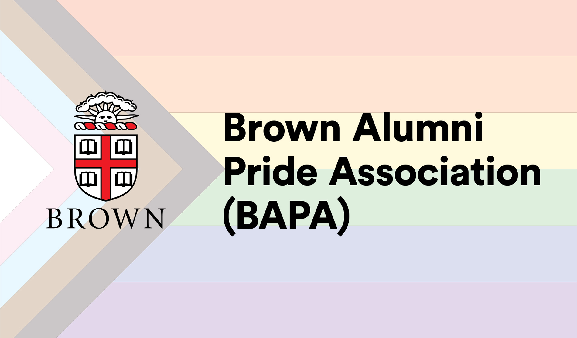 Brown Alumni Pride Association banner with Brown crest