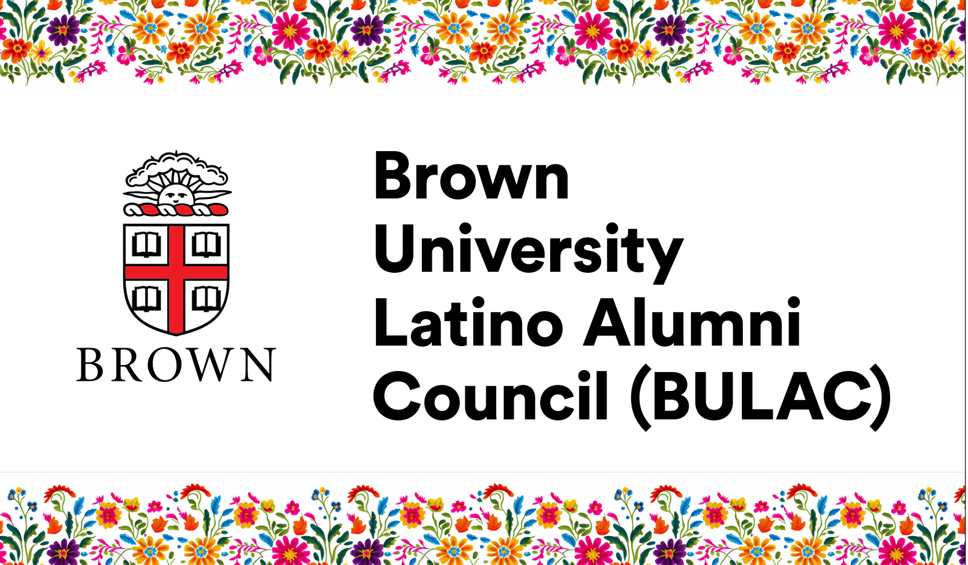 Brown University Latino Alumni Council banner with Brown crest