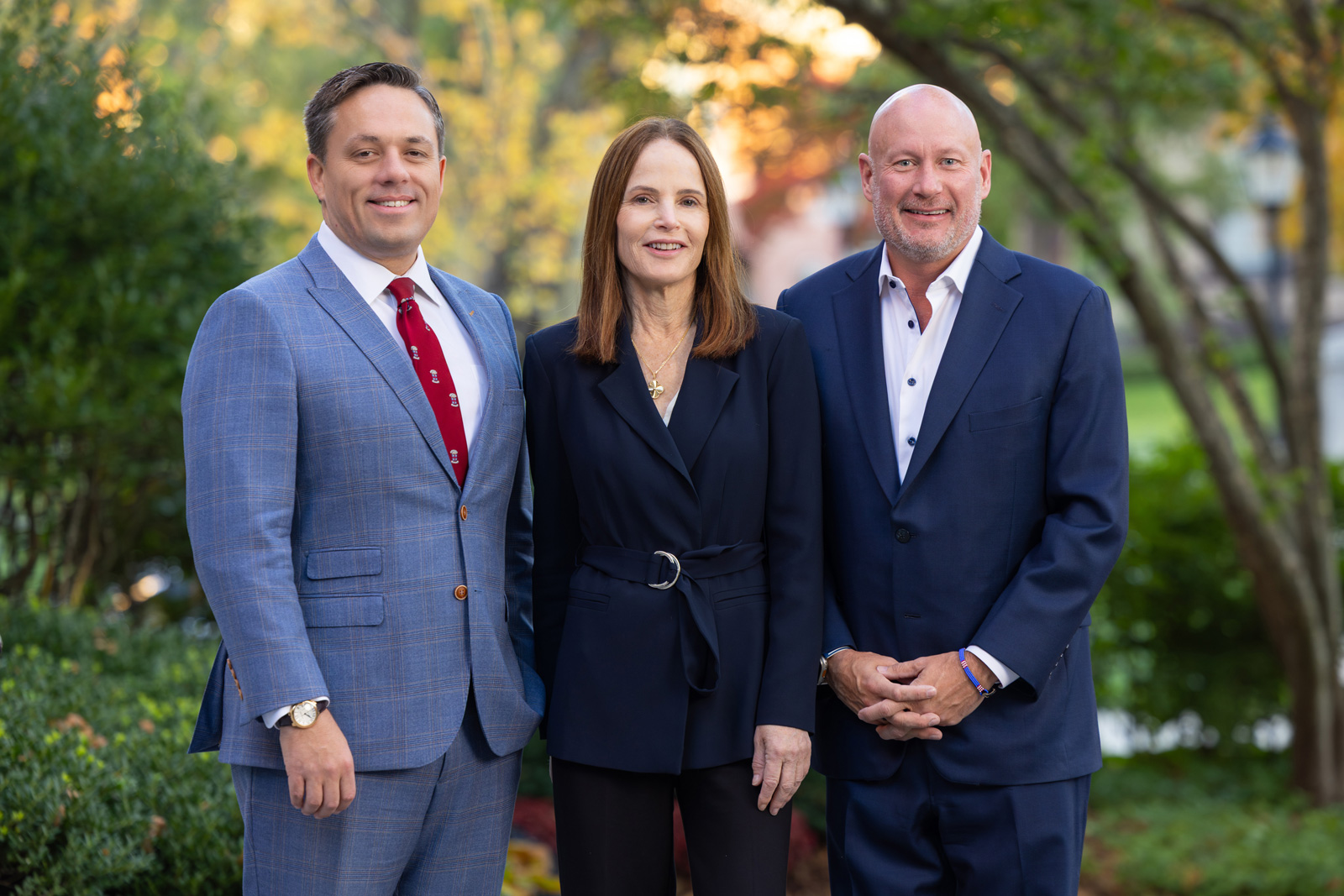The Brown Annual Fund co-chairs pose outside on Brown's campus.