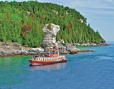 Boat on a Great Lakes Cruise neat Flowerpot Island