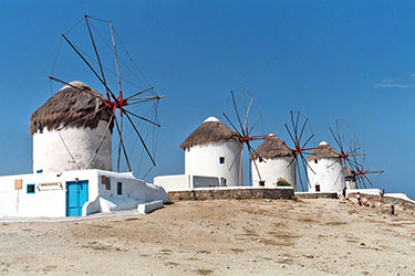 windmills on Mykonos, Greece
