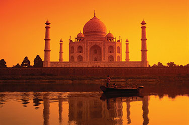 the Taj Mahal at sunset