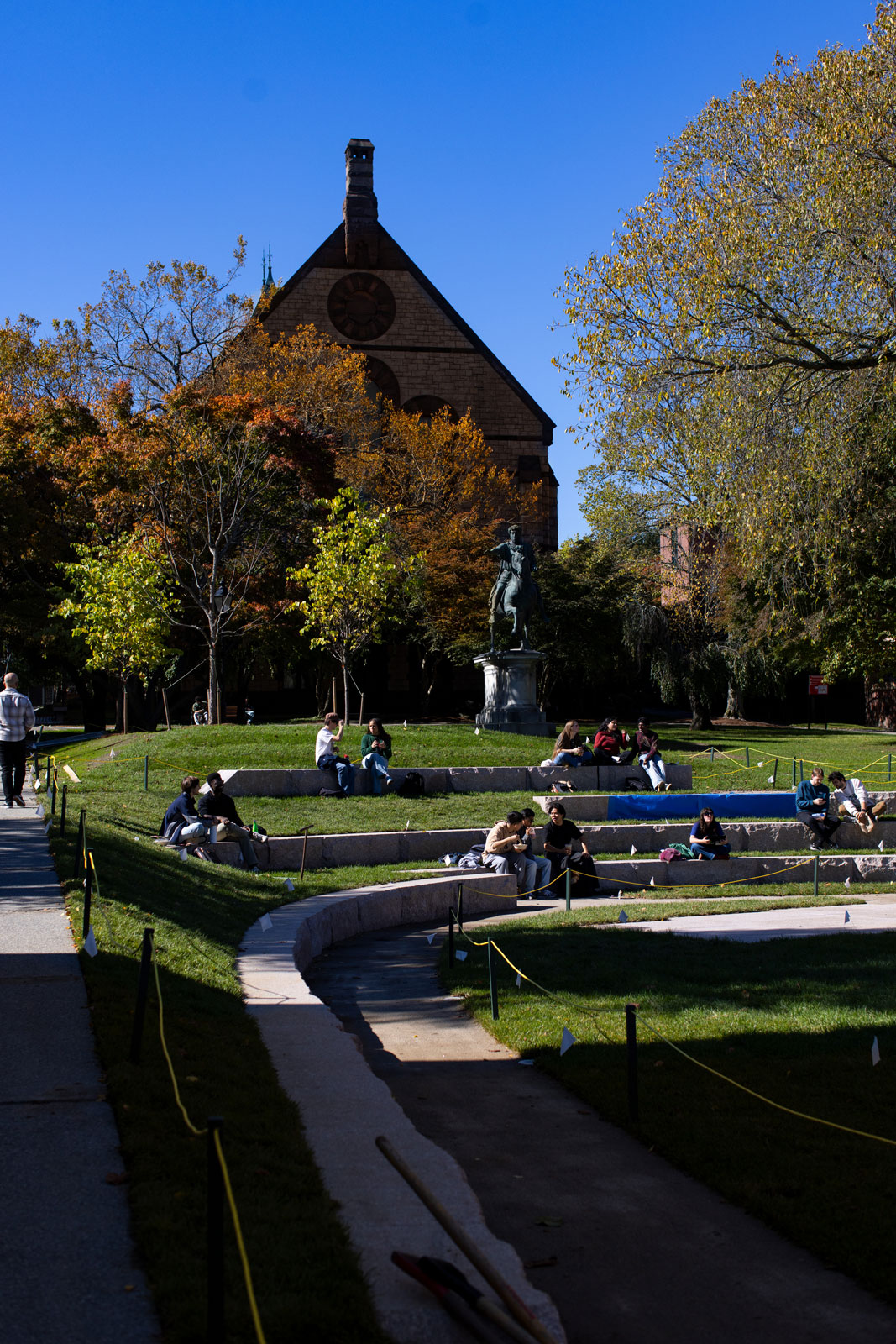 Students sit in Brown's new Stephen Sondheim Amphitheater