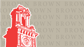 Carrie Tower graphic over tan background with the word BROWN repeating.