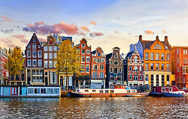 homes along a canal in Amsterdam