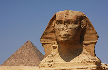 The sphinx and the pyramids at Giza