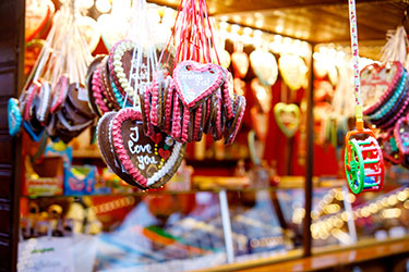 hanging cookies at a holiday market