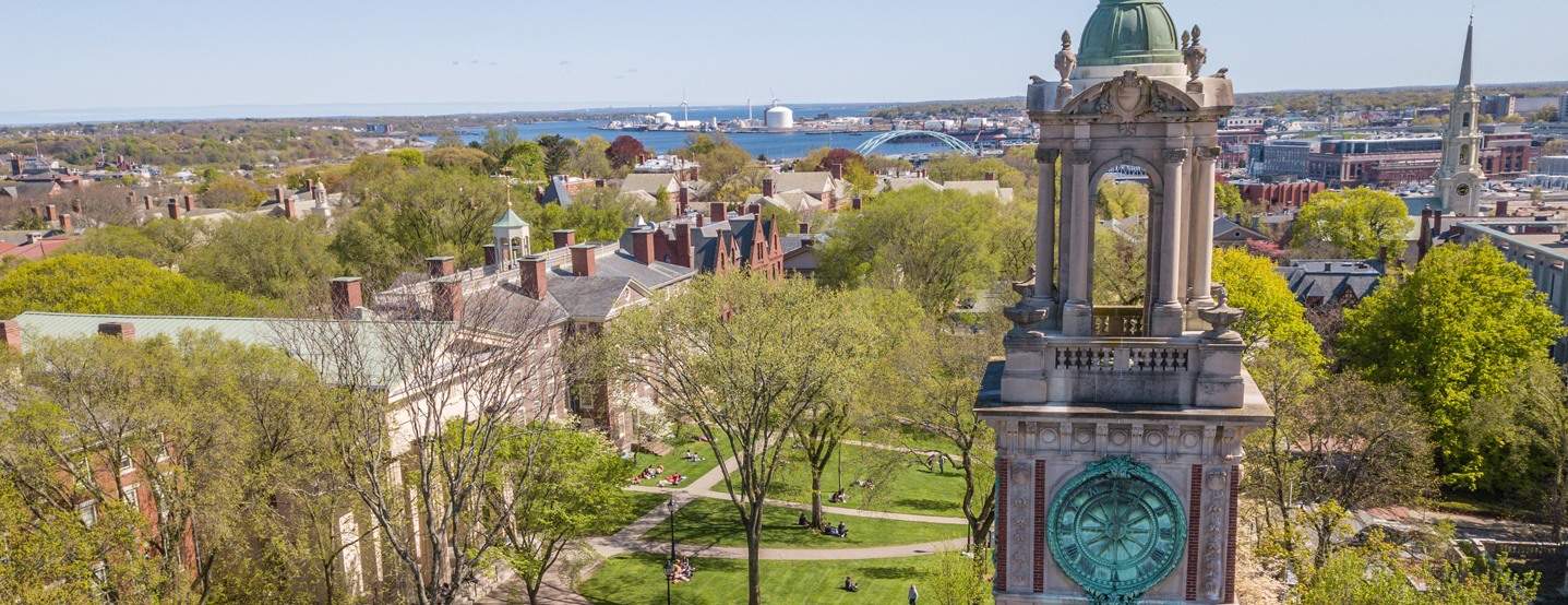 Carrie Tower with campus in the background.