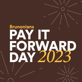 Pay it forward day promotional image with campus scene