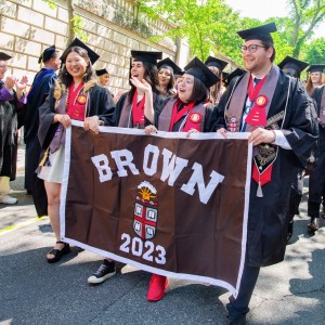 Class of 2023 holding their banner during Procession