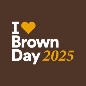 The I Heart Brown Day 2025 logo in yellow and white lettering against a Brown background.
