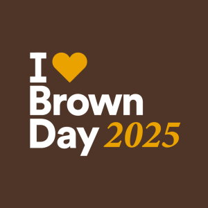 The I Heart Brown Day 2025 logo in yellow and white lettering against a Brown background.