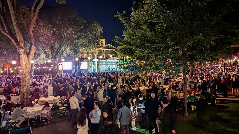 Thousands of alumni on the main green for Campus Dance