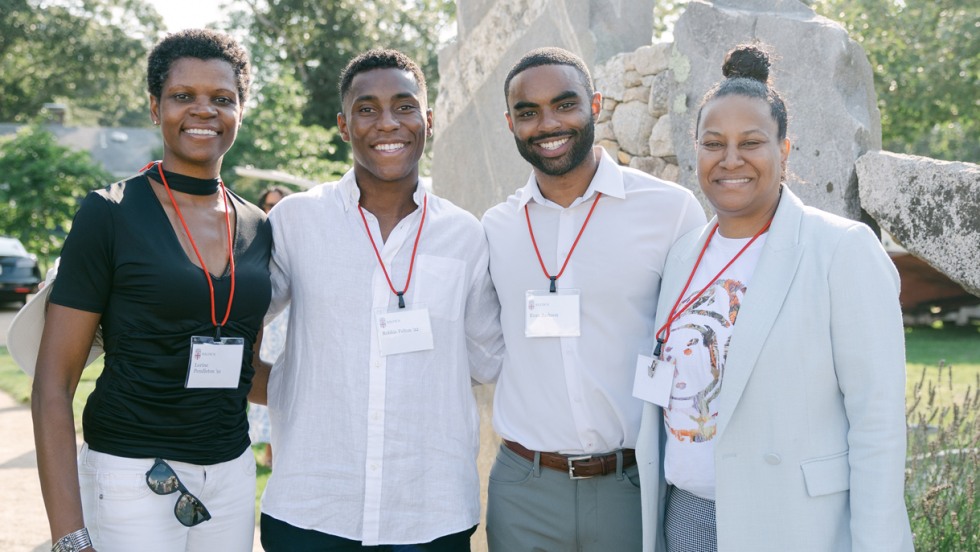 From left to right: venture capital investor Lorine Pendleton ’91, Intus Care co-founders Robbie Felton ’22 and Evan Jackson '22, and Matr Ventures founder and general partner Giselle Melo.