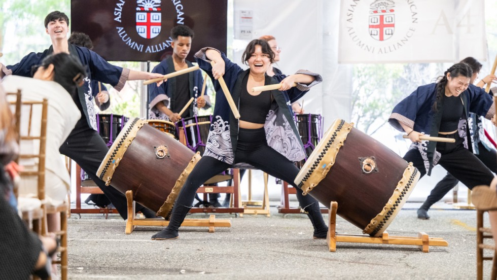 Performers during a percussion performance at the A4 event.
