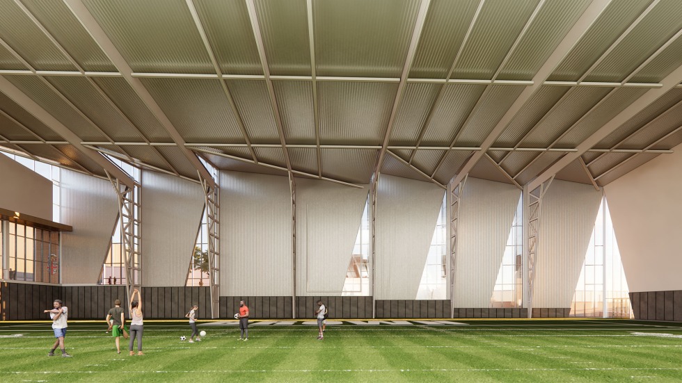 interior rendering of indoor turf facility