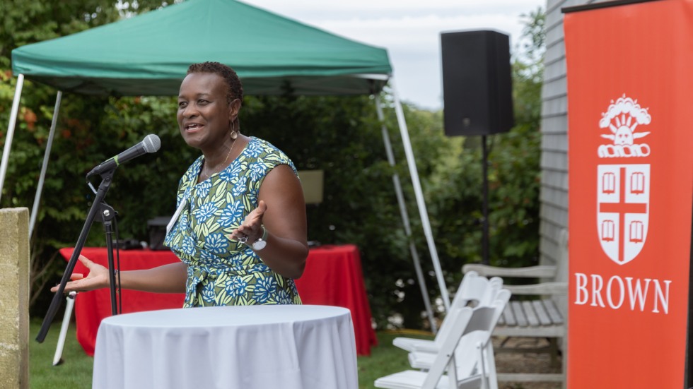 Prudence Carter, director of the Center for the Study of Race and Ethnicity, spoke during the event.