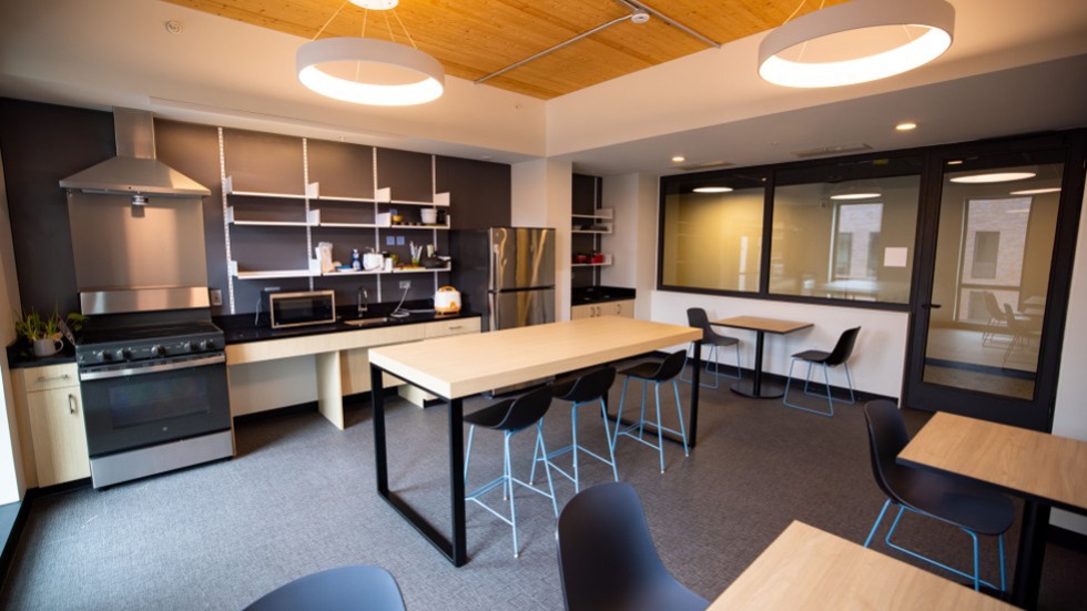 One of the communal kitchens in Brook Street residences.