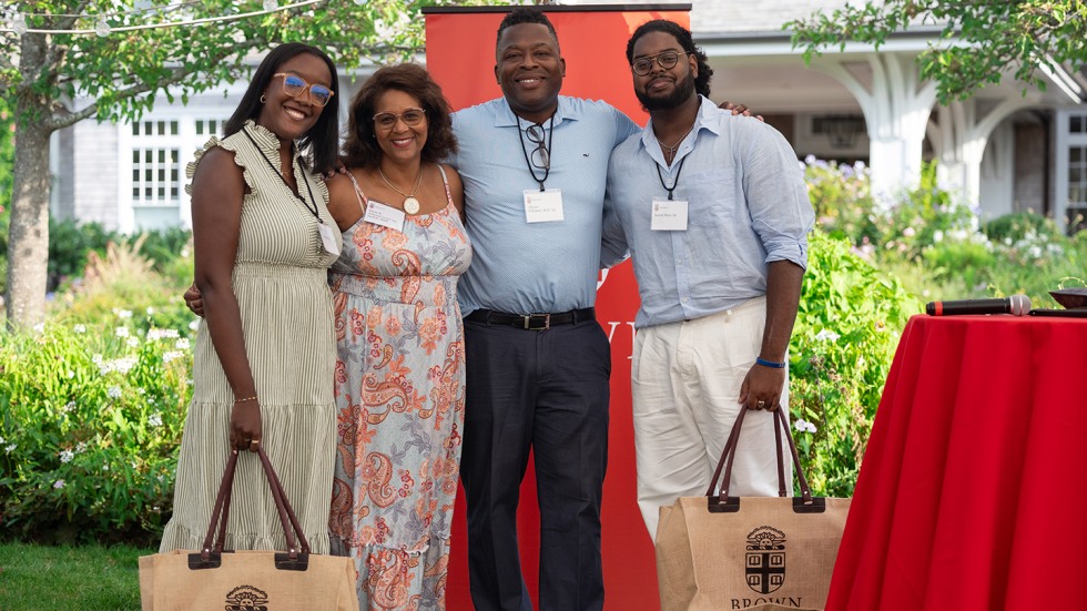 Bruno on the Vineyard co-chairs Diane R. Johnson Grant ’94, DrPH, MPH, and Allister R. Williams, M.D. '93, enjoyed a moment with IPC BAF Scholarship recipients Grace Moore '25 and Isaiah Mars '26.