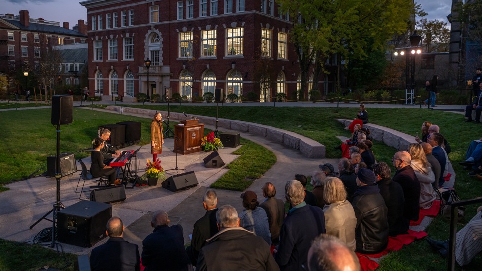 Brown alumna Jaime Rosenstein performing a Sondheim song.
