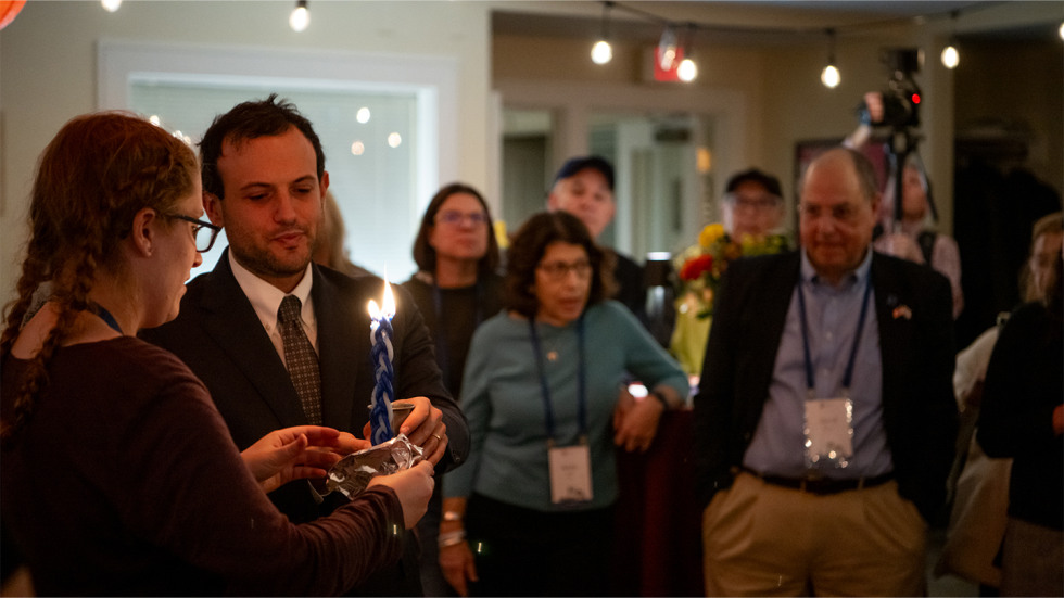 A Havdalah service in Brown RISD Hillel. 
