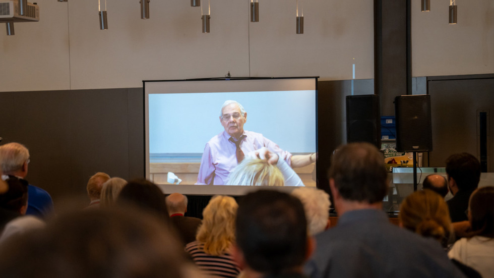Hazeltine on screen during the showing of ENGNius.