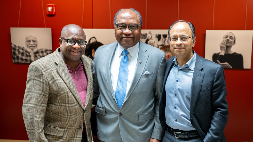 Jeffrey F. Hines, Griffin P. Rodgers, and Dean Mukesh Jain posing for a photo.