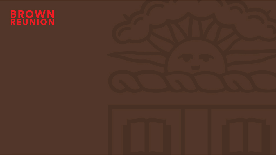 Brown background with Brown crest and reunion logo.