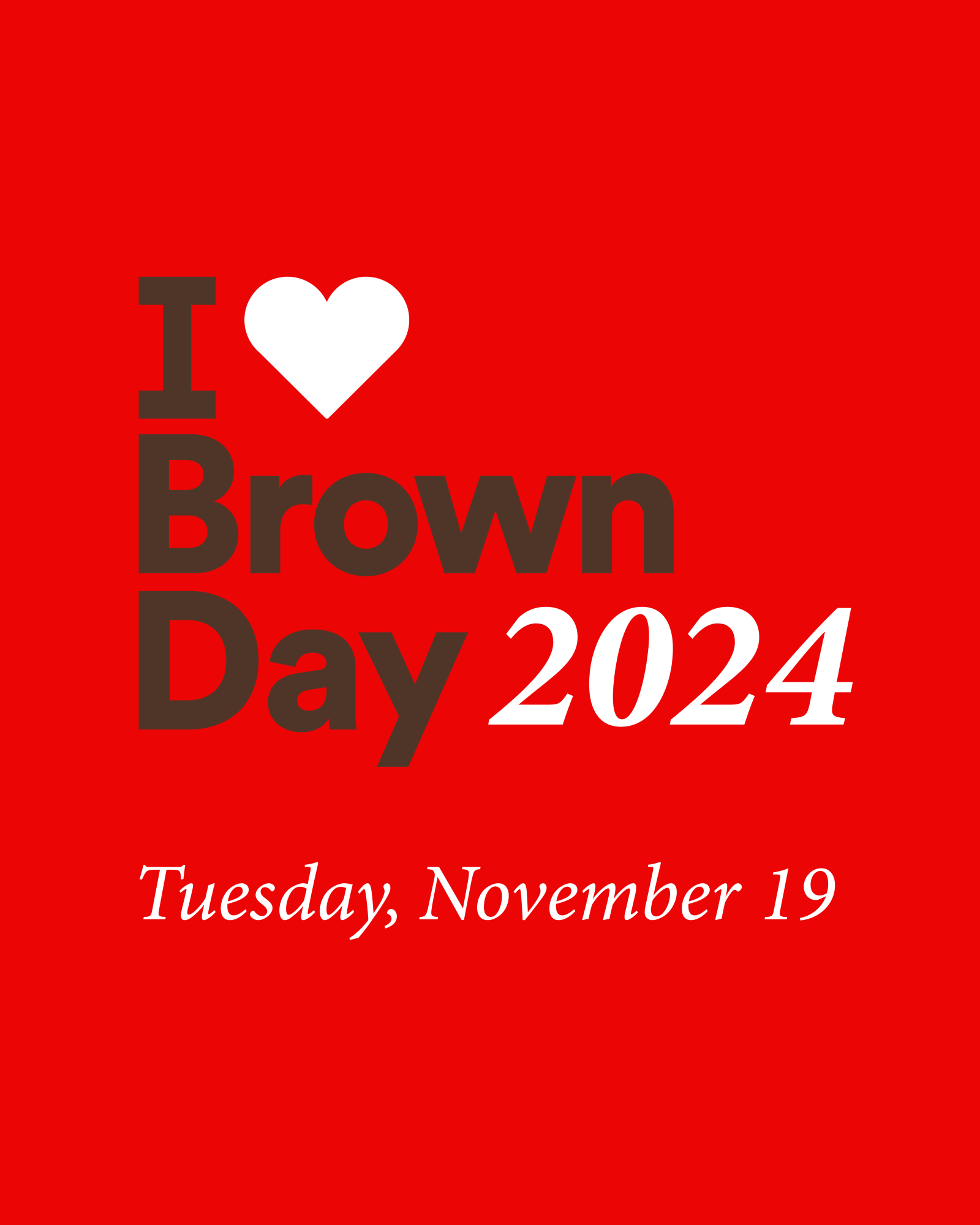 I Heart Brown Day graphic for social with red background