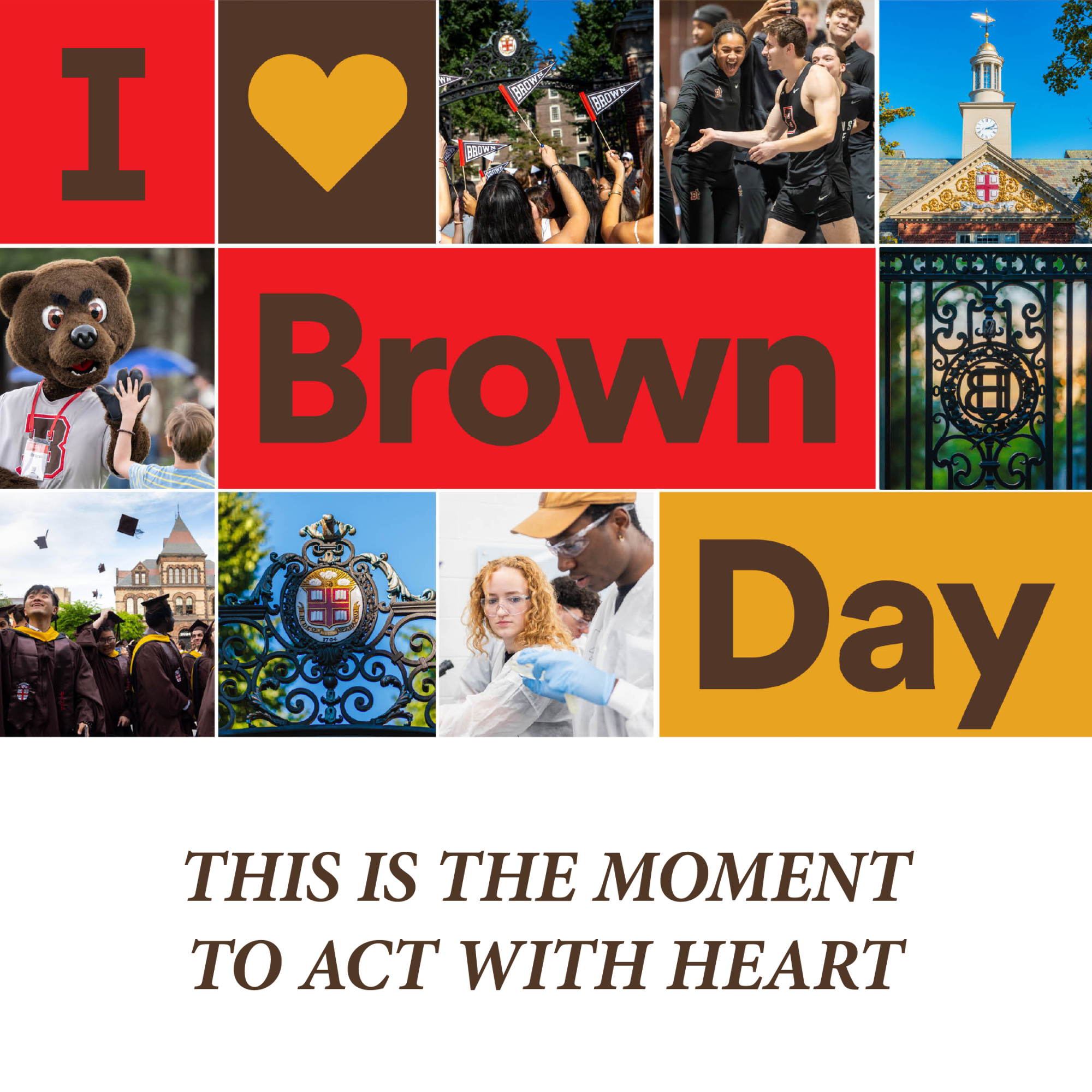 I Heart Brown Day graphic for social with a square pattern and photography