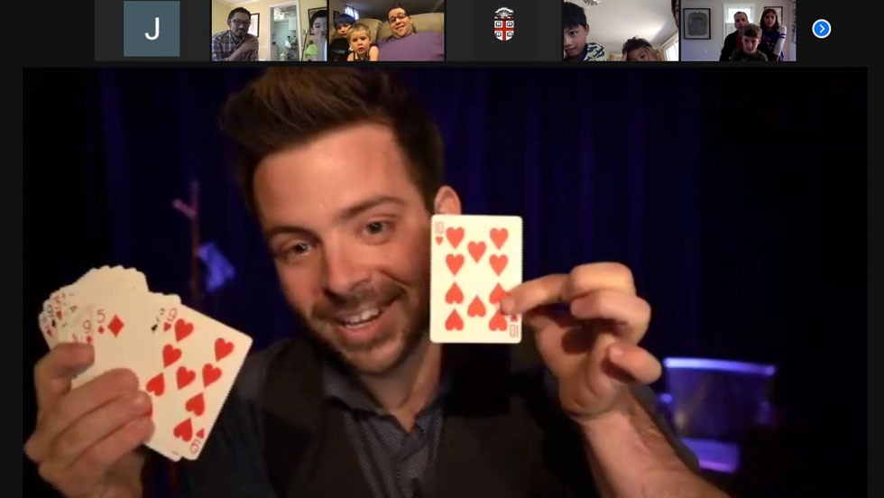 Andrew Evans magician doing a card trick